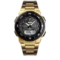 Relógio Masculino Dourado Skmei 1370 Resistente a Água Esportivo Luxo Anadigi