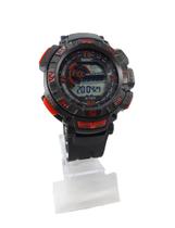 Relógio Masculino Esportivo Digital À Prova De Água 3 ATM Luz Metal Borracha Preto com Vermelho