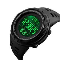 Relógio masculino esportivo digital discreto skmei 1251 preto em borracha multifunção