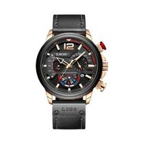 Relógio Masculino Esportivo Lige - Cronógrafo de Luxo com Pulseira de Couro