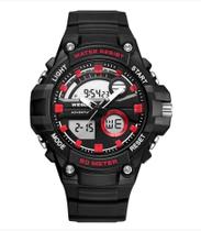 Relógio Masculino Esportivo Preto Vermelho Weide Wa3J8010