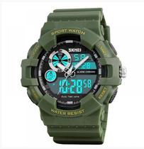 Relógio masculino esportivo skmei 1312 verde anadigi borracha digital
