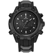 Relógio masculino esportivo weide 6406 preto cinza borracha digital e analógico casual