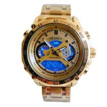 Relógio Masculino Executivo Luxo Dourado Prova Dágua Pesado - Newrex