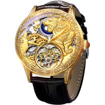 Relógio masculino FORSINING Tourbillon de luxo Tiger Moon Phase