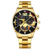 Relógio Masculino Geneva Quartzo Pulseira Aço Dourado