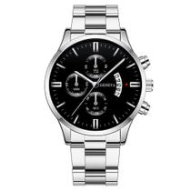 Relógio Masculino Geneva Quartzo Pulseira Aço Prata