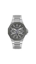 Relógio masculino GUESS, 45 mm, pulseira prateada, mostrador cinza