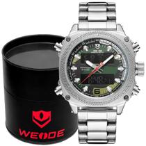 Relógio masculino inox camuflado analógico digital executivo - Weide