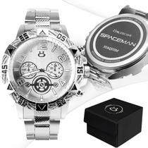 relogio masculino inox personalizado prata aço caixa social original presente casual analogico