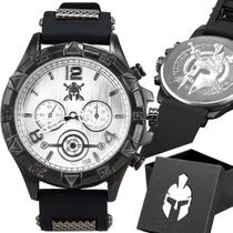 Relogio Masculino Inox Preto Qualidade Premium Aço + Caixa analogico ajustavel branco social exclusivo gladiador