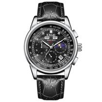 Relógio Masculino LIGE 89227 À Prova dÁgua Pulseira de Couro