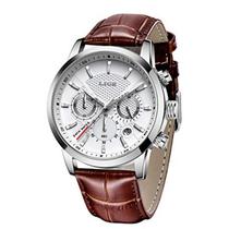 Relógio masculino lige quartz casual couro sofisticado