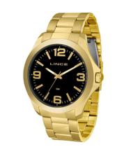 Relogio Masculino Lince Dourado Grande Original Folheado 18K