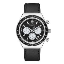 Relógio Masculino London Leather Silver Black 43mm Relógio Masculino London Leather Silver Black 43mm