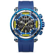 Relógio Masculino Luminoso Esportivo Megir Correia de Silicone Cronógrafo Relógio de Quartzo A Prova Dágua