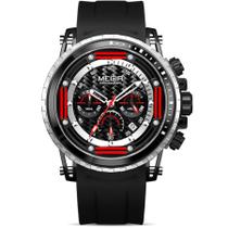 Relógio Masculino Luminoso Esportivo Megir Correia de Silicone Cronógrafo Relógio de Quartzo A Prova Dágua