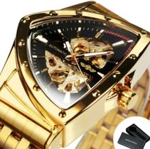 Relógio Masculino Luxo Mecânico Aço Inoxidável Triângulo
