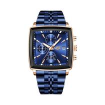 Relógio Masculino Luxuoso Azul LIGE À Prova D'Água Em Aço Inoxidável Quartz Para Homens