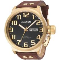 Relógio Masculino Magnum Couro Marrom MA32952P Prova DAgua