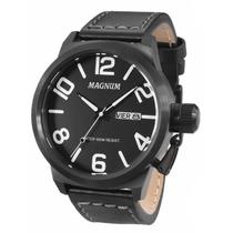 Relógio Masculino Magnum Couro Preto MA33399K Prova DAgua