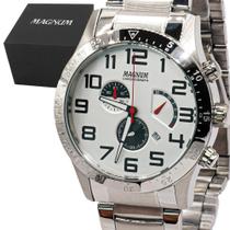 Relógio Masculino Magnum Prata Cronógrafo Original Prova D'água Garantia 2 anos Relógio Masculino Magnum Prata Cronógrafo Original Prova D'água Garantia 2 anos