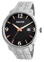 Relógio Masculino Magnum Pulseira Prata Aco Inox Ma34594t