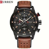 Relógio Masculino Marca CURREN Pulseira de Couro PU Moderno e Elegante -