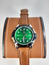 Relógio Masculino Marrom com fundo Verde Presente para namorado com caixa Importado Luxo