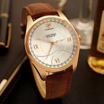 Relógio Masculino Marrom Fundo Branco Presente para namorado com caixa Importado Luxo