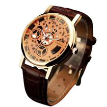 Relógio Masculino Marrom Metal Fundo Laranja Presente para namorado com caixa Importado Luxo