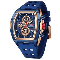 Relógio masculino MF MINI FOCUS exclusivo Tonneau Chrono impermeável azul Relógio masculino MF MINI FOCUS exclusivo Tonneau Chrono impermeável azul