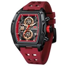 Relógio masculino MF MINI FOCUS Tonneau Chronograph à prova d'água vermelho_preto Relógio masculino MF MINI FOCUS Tonneau Chronograph à prova d'água vermelho_preto