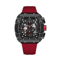 Relógio Masculino Militar Esportivo Cronógrafo De Quartzo MINI FOCUS Tonneau Dial Laranja Pulseira