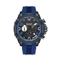 Relógio Masculino Militar Esportivo De Quartzo Com Mostrador Grande MEGIR Cronógrafo Pulseira De