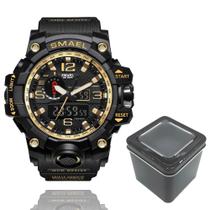 Relógio Masculino Militar Smael 1545 Prova Agua Black Gold