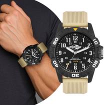 Relógio Masculino Militar Tático Preto e Marrom Analógico de Pulso Movimento Quartzo com Pulseira de Silicone à Prova D Água Mormaii