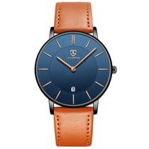 Relógio Masculino Minimalista - Analógico com Pulseira de Couro e Data