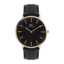 Relógio Masculino Minimalista Couro Rose Gold Saint Germain Murray Black Saint Germain