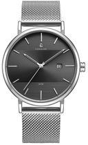 Relógio Masculino Minimalista Moderno Prateado Visor Preto Aço Inox Vanglore 3288a 40mm