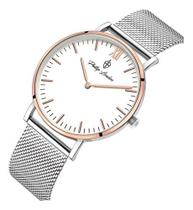 Relógio Masculino Minimalista Phillip London Aço Prata/rose Relógio Masculino Minimalista Phillip London Aço Prata/rose