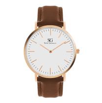 Relógio Masculino Minimalista Pulseira em Couro Estilo Social
