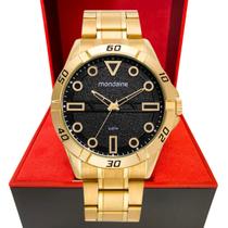 Relogio Masculino Mondaine Dourado Preto Original Garantia 32558gpmvde1