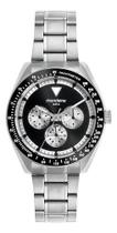 Relogio Masculino Mondaine Prata Fundo Preto - Estilo Panda Prateado Preto Preto