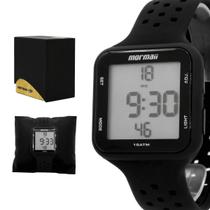 Relogio Masculino Mormaii Digital Resina Preto Pulseira Silicone Calendario Cronografo Original Resistente a Agua 1 Ano de Garantia MO66008P