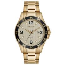 Relógio Masculino Mostrador Dourado Catraca de Alumínio - Seculus Relógio Masculino Mostrador Dourado Catraca de Alumínio - Seculus
