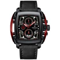 Relógio Masculino Mostrador Grande Design Tonneau À Prova D 'Água