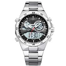 Relógio Masculino New Rex - Design Luxuoso e Elegante, A Prova D"Água, Prata e Azul 1892