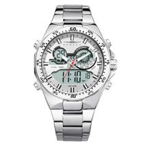 Relógio Masculino New Rex - Design Luxuoso e Elegante, A Prova D"Água, Prata e Azul 1892