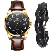 Relógio Masculino Olevs Casual Gold Pulseira Bracelete Kit Relógio Masculino Olevs Casual Gold Pulseira Bracelete Kit
